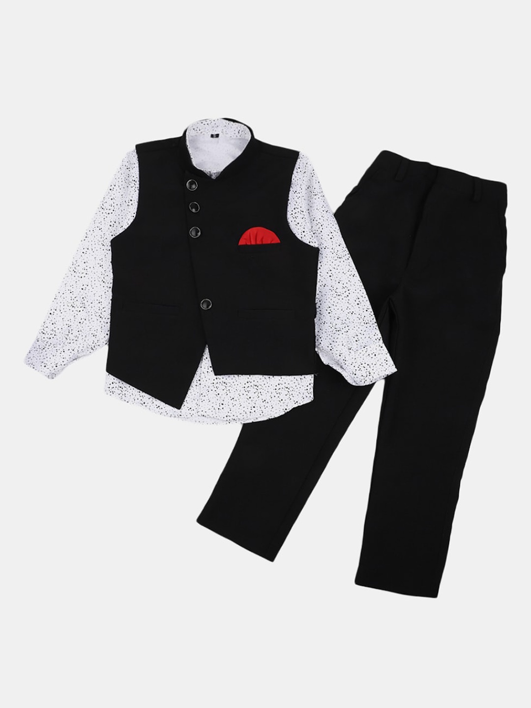 

V-Mart Boys Three-Piece Cotton Party Suit, Black