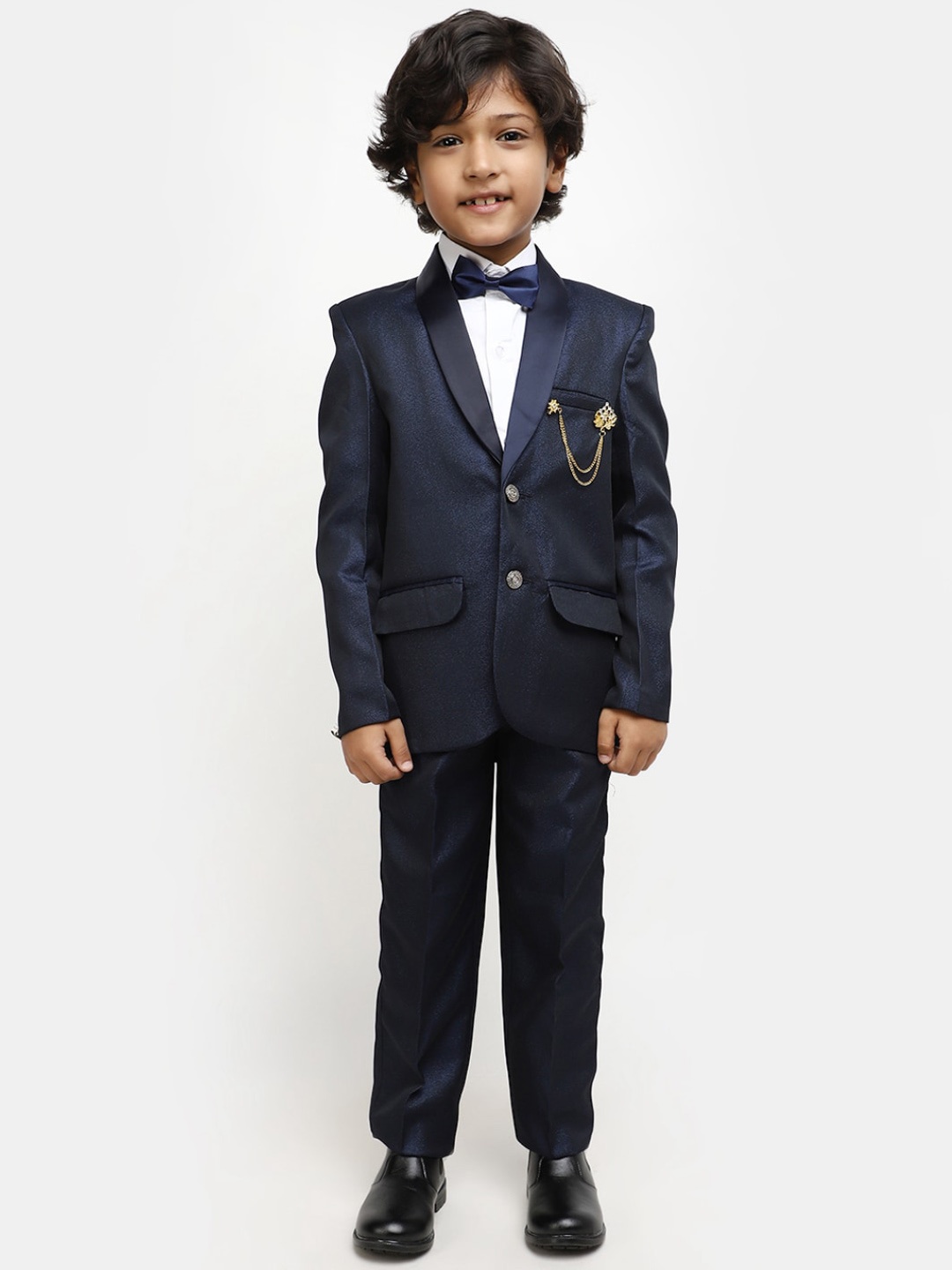 

V-Mart Boys Single-Breasted Three-Piece Cotton Party Suit, Blue