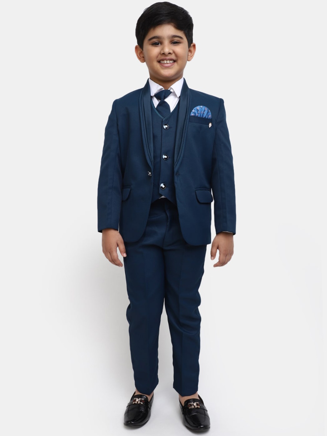 

V-Mart Boys Shirt & Trousers with Single-Breasted Blazer, Green