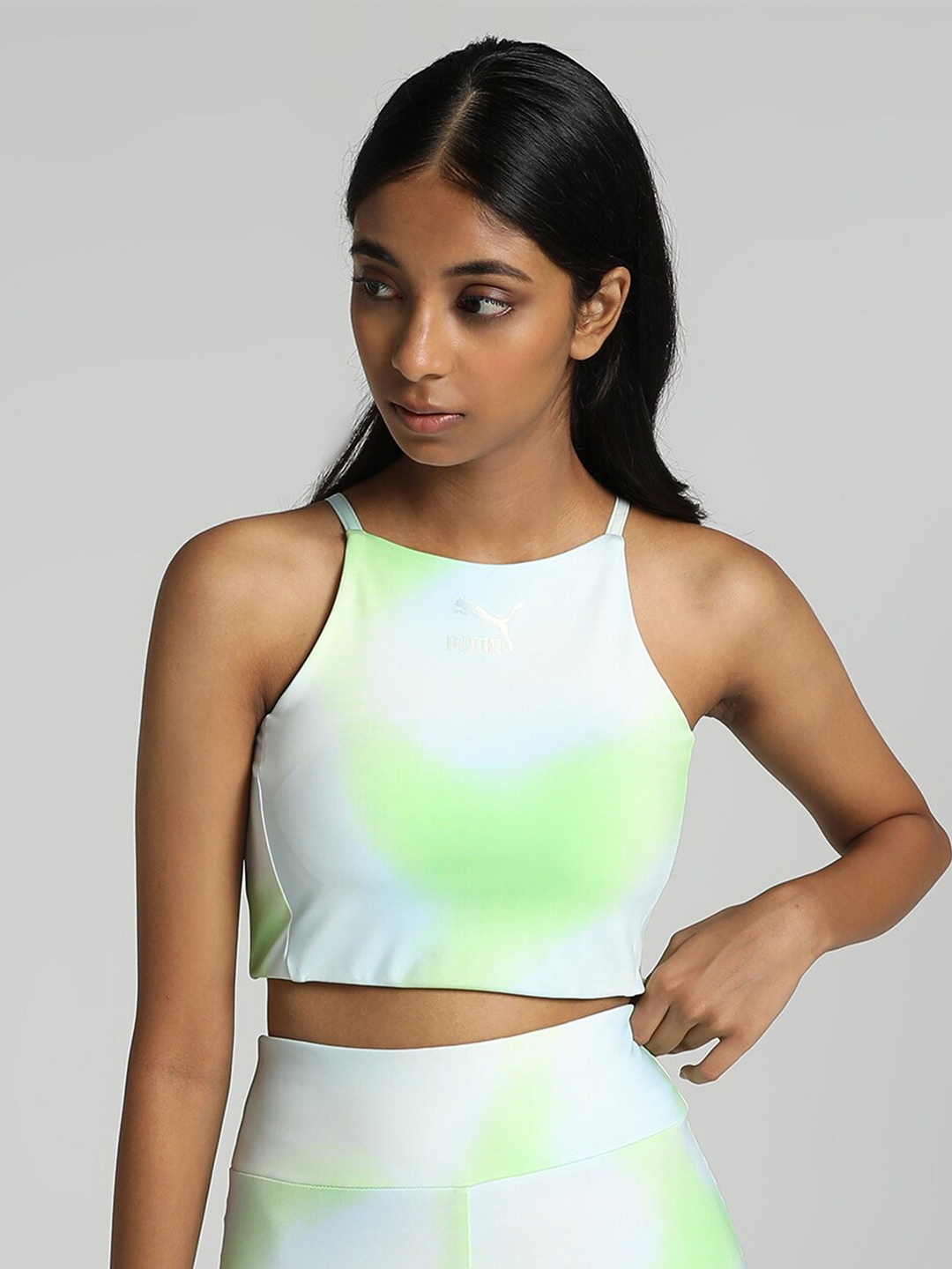 

Puma Printed Cotton Crop Top, Green