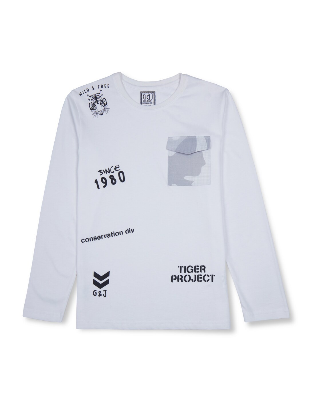 

Gini and Jony Boys Typography Printed Cotton T-shirt, White