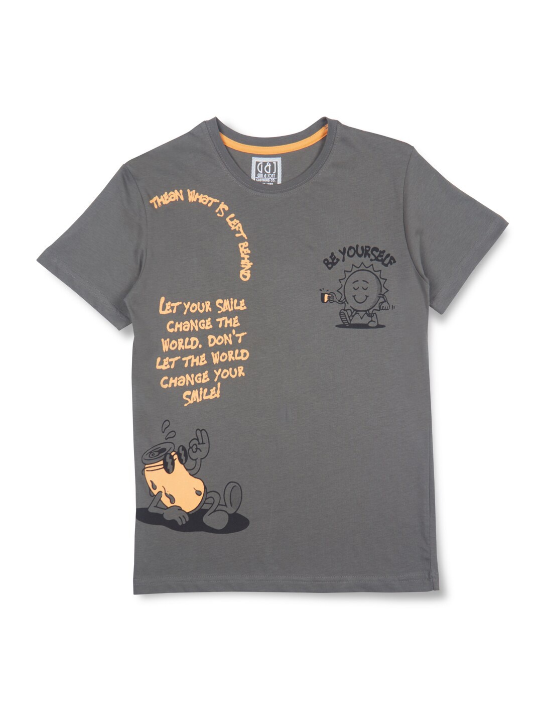 

Gini and Jony Boys Typography Printed Cotton T-Shirt, Grey