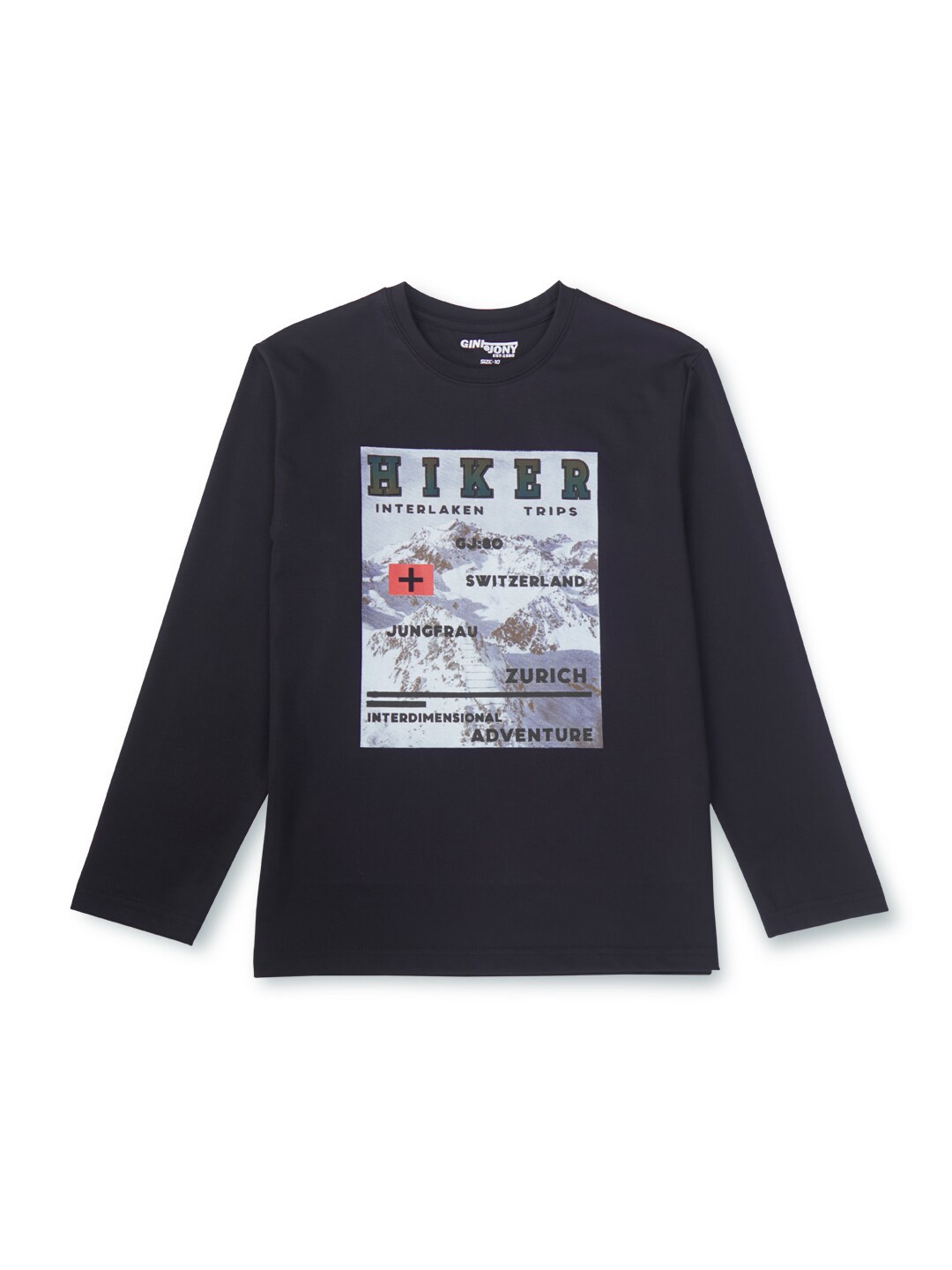 

Gini and Jony Boys Graphic Printed Cotton T-shirt, Black