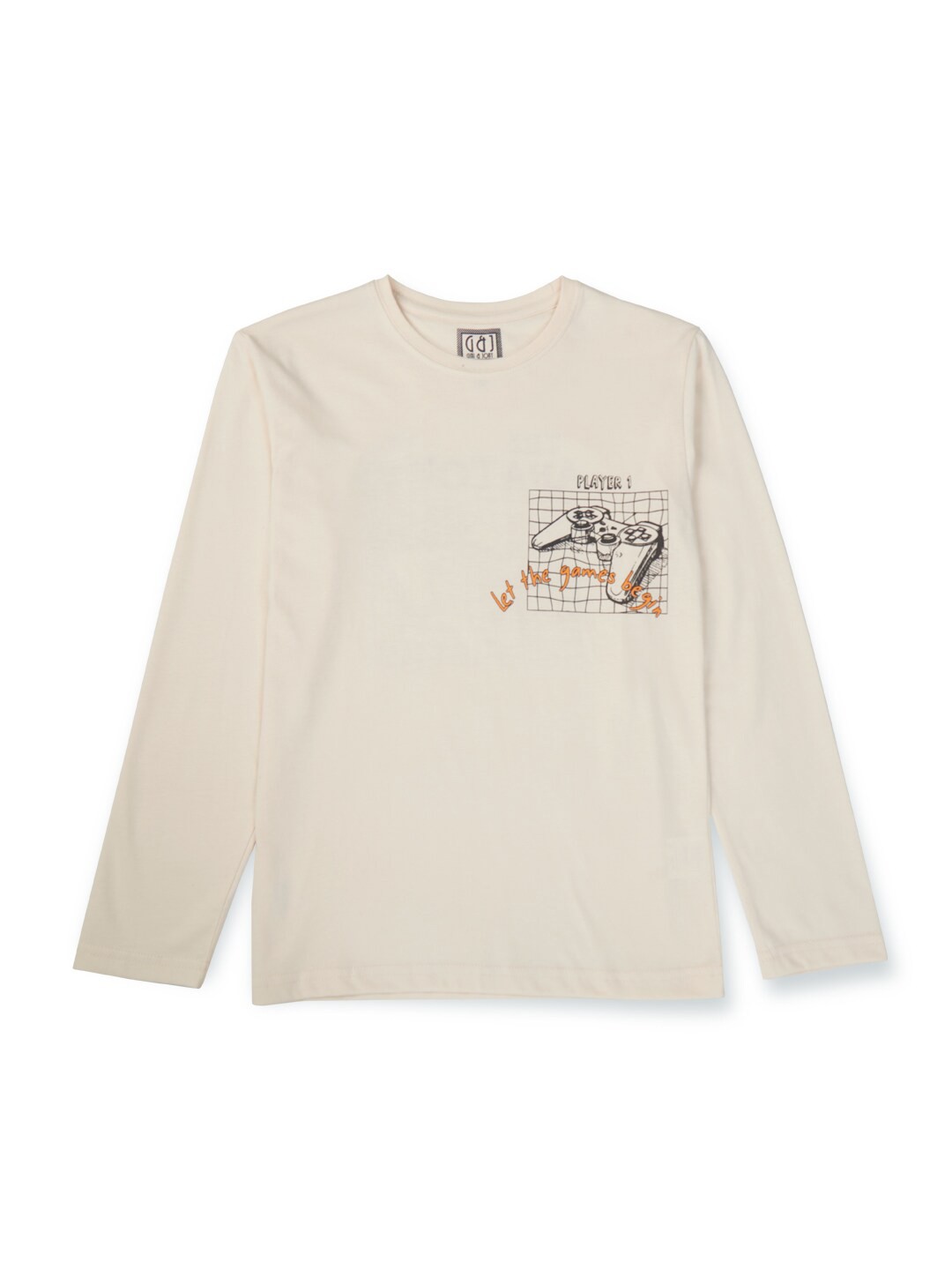 

Gini and Jony Boys Graphic Printed Cotton T-shirt, Cream