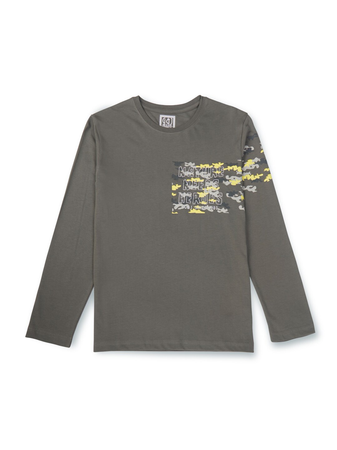 

Gini and Jony Boys Typography Printed Cotton T-shirt, Grey