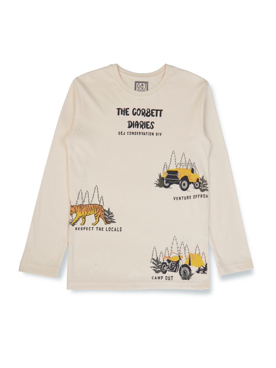 

Gini and Jony Boys Graphic Printed Cotton T-shirt, Cream