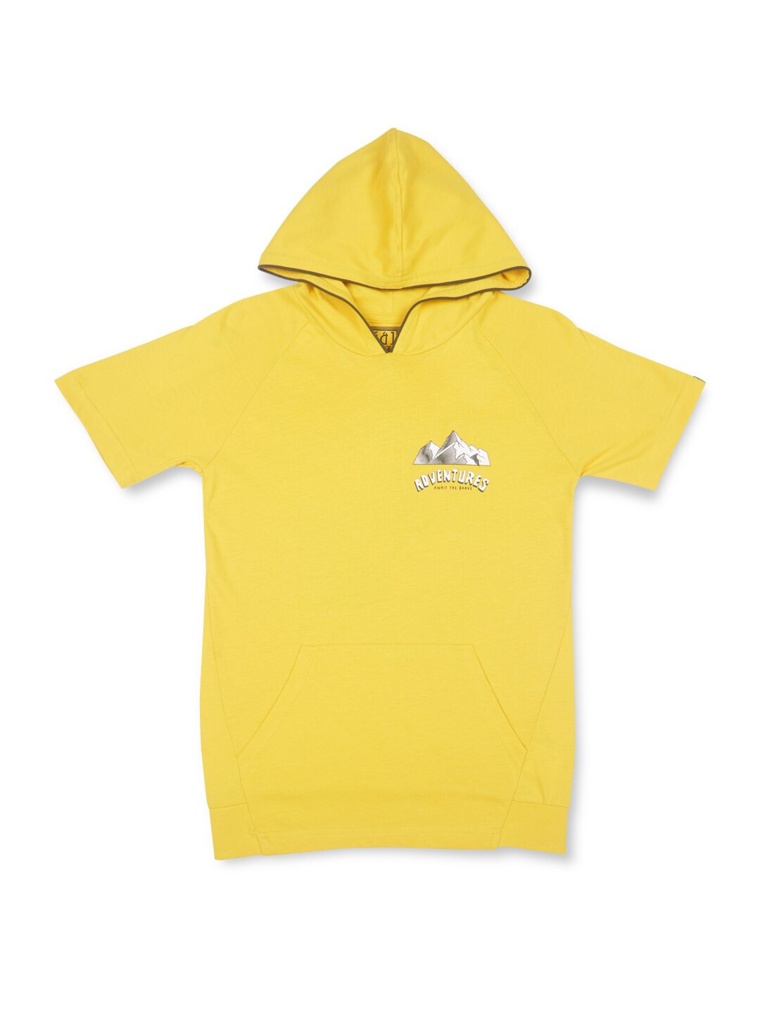 

Gini and Jony Boys People and Places Printed Hooded Cotton T-shirt, Yellow