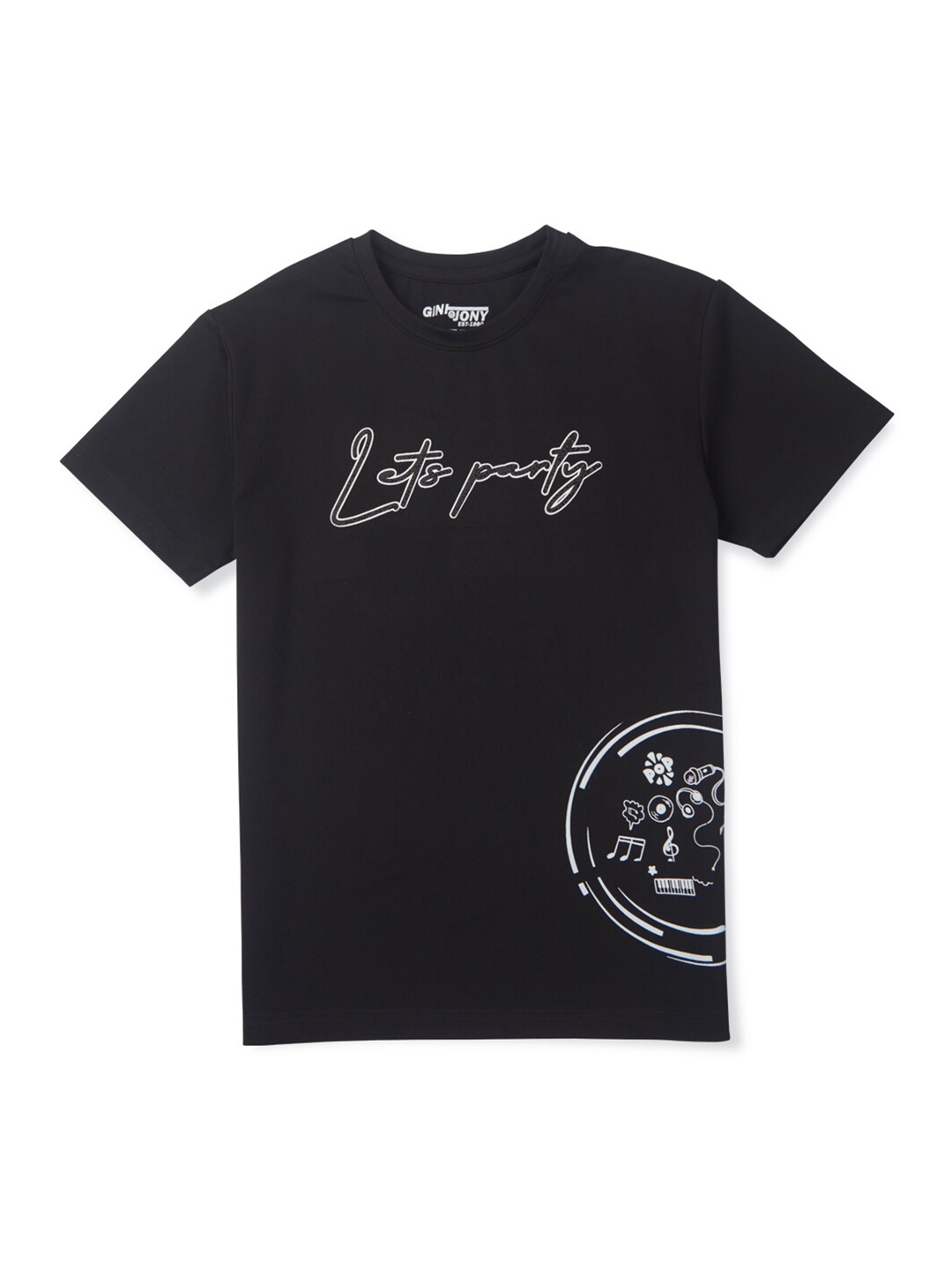 

Gini and Jony Boys Typography Printed Cotton T-Shirt, Black