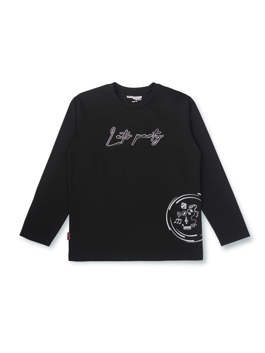 Gini and Jony Boys Typography Printed Cotton T-shirt, Black