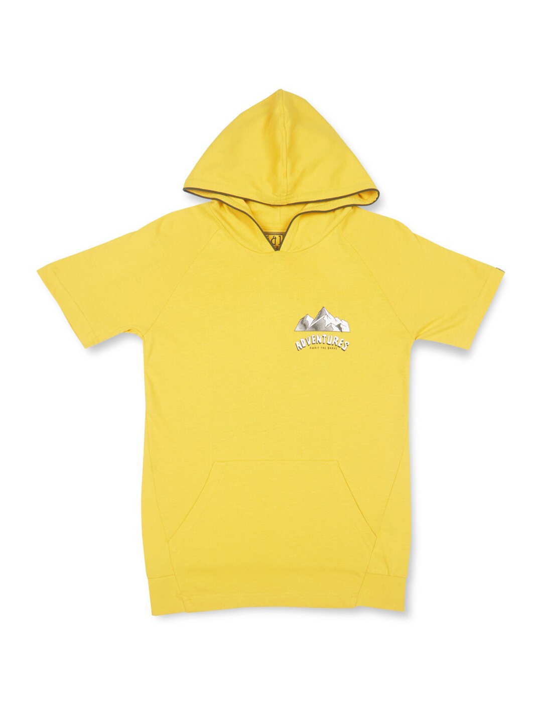 Gini and Jony Boys People and Places Printed Hooded Cotton T-shirt, Yellow