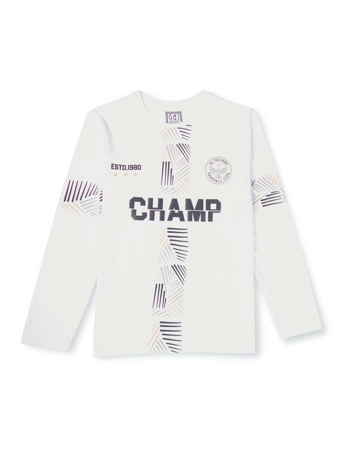 Gini and Jony Boys Sports Printed Cotton T-shirt, White