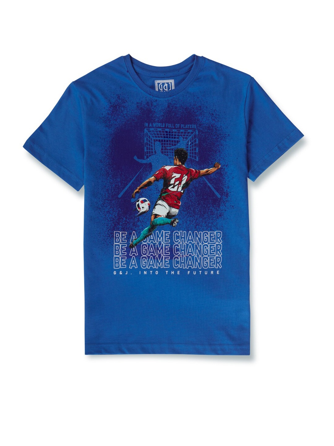 

Gini and Jony Boys Sport Printed Round Neck Cotton T-shirt, Blue