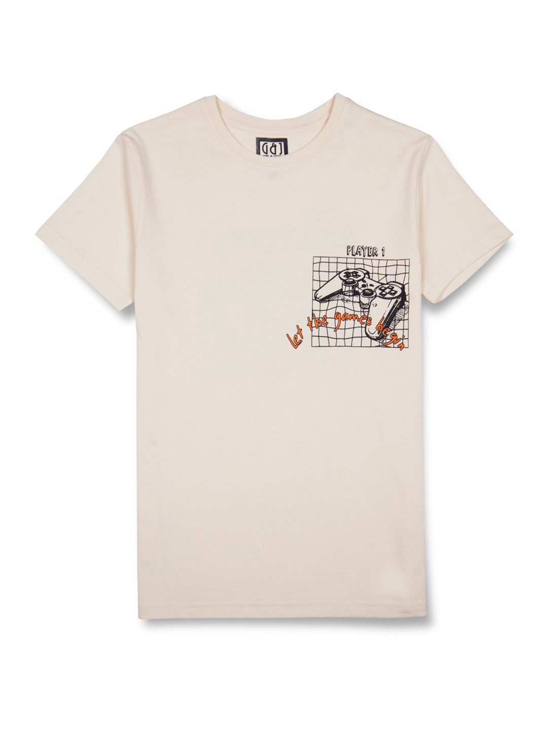 

Gini and Jony Boys Graphic Printed Cotton T-Shirt, White