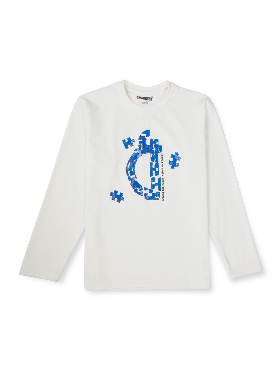 

Gini and Jony Boys Typography Printed Round Neck Cotton T-shirt, White