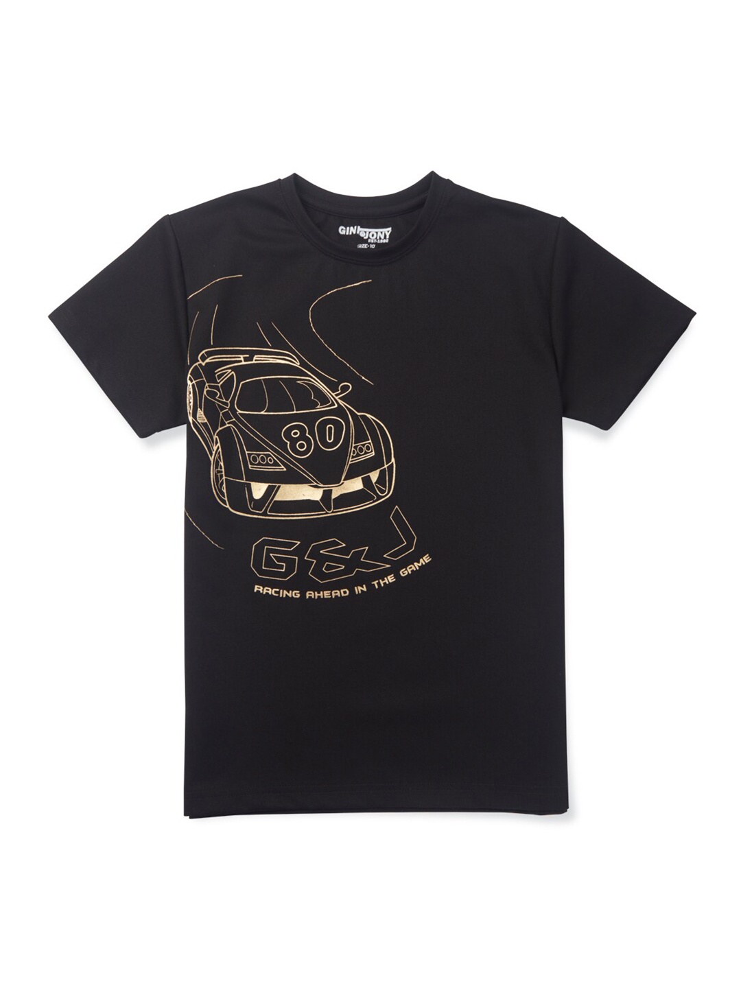 

Gini and Jony Boys Graphic Printed Cotton T-shirt, Black