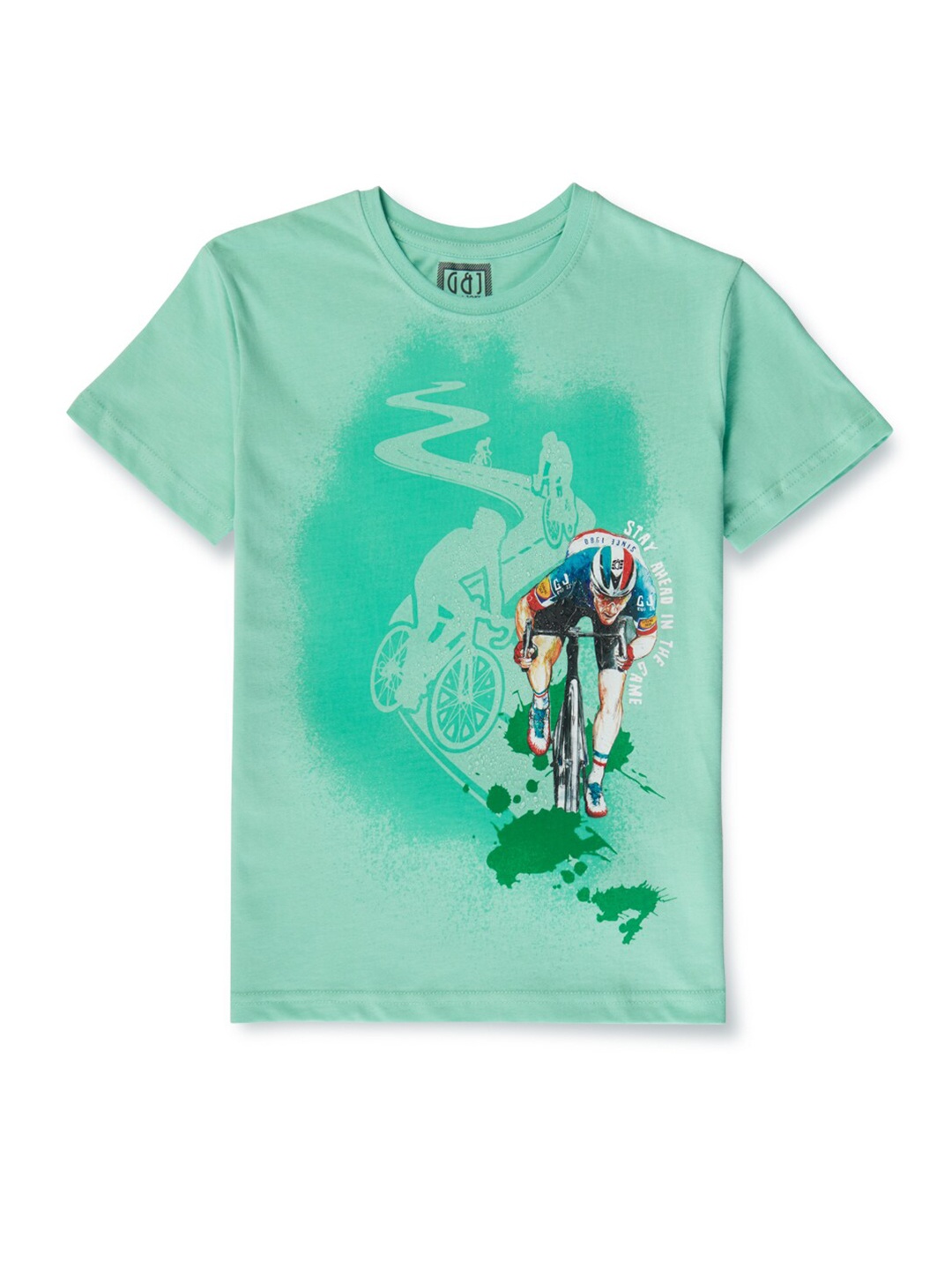 

Gini and Jony Boys Sports Printed Cotton T-shirt, Green
