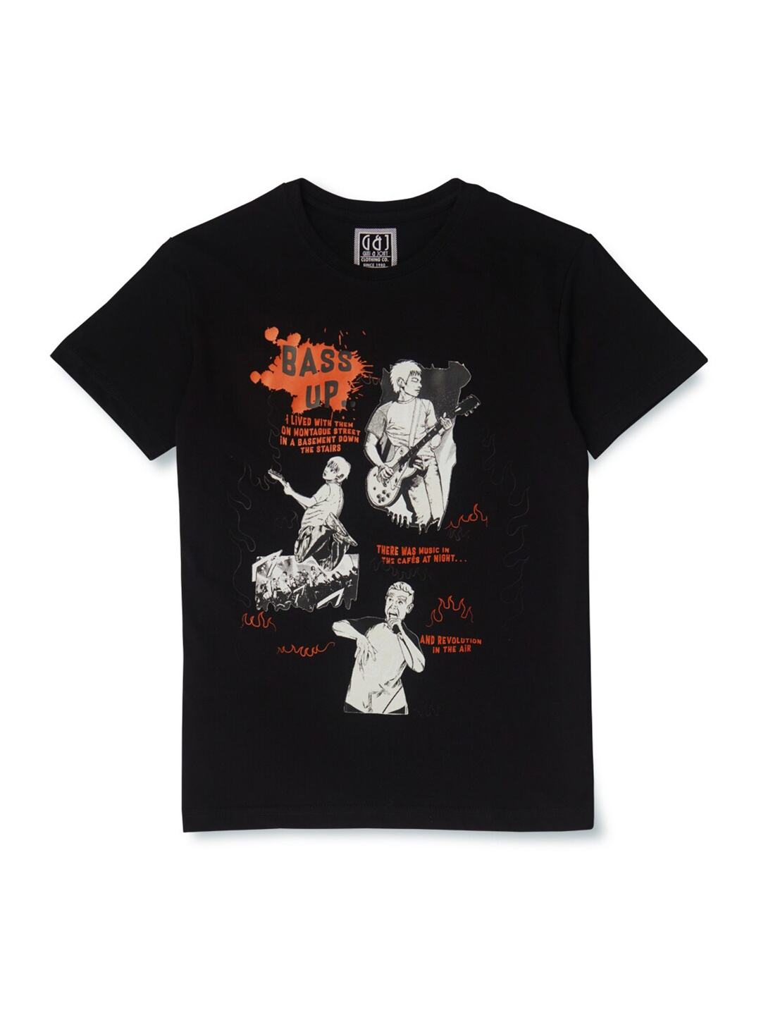 

Gini and Jony Boys Graphic Printed Cotton T-shirt, Black