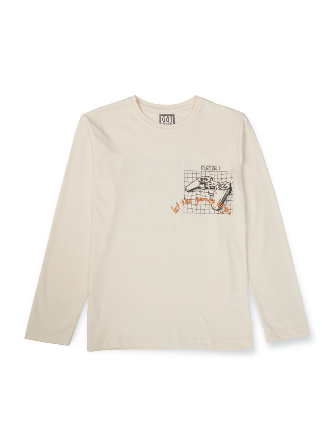 

Gini and Jony Boys Graphic Printed Cotton T-shirt, Cream