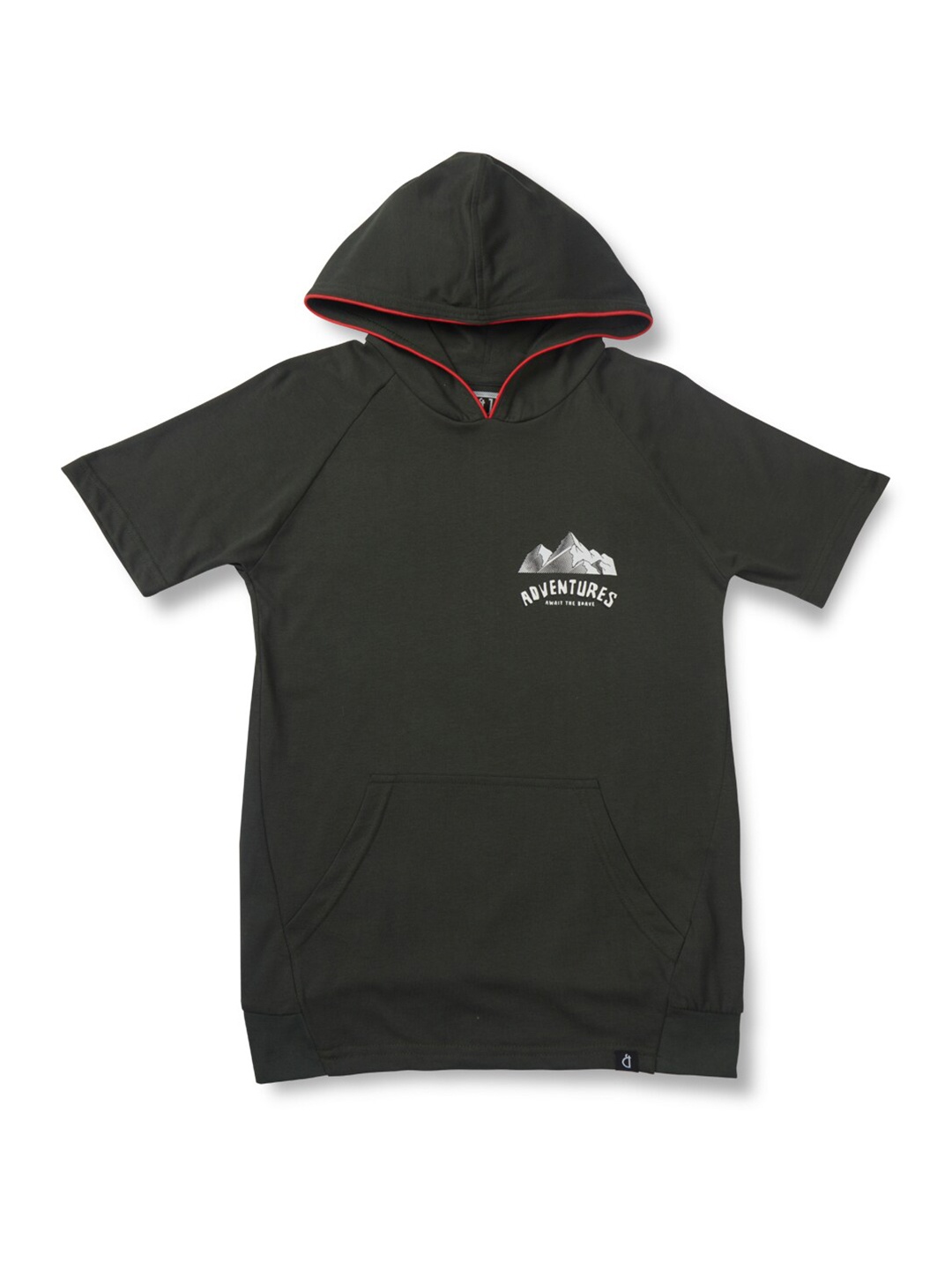 

Gini and Jony Boys People and Places Printed Hooded Cotton T-shirt, Olive