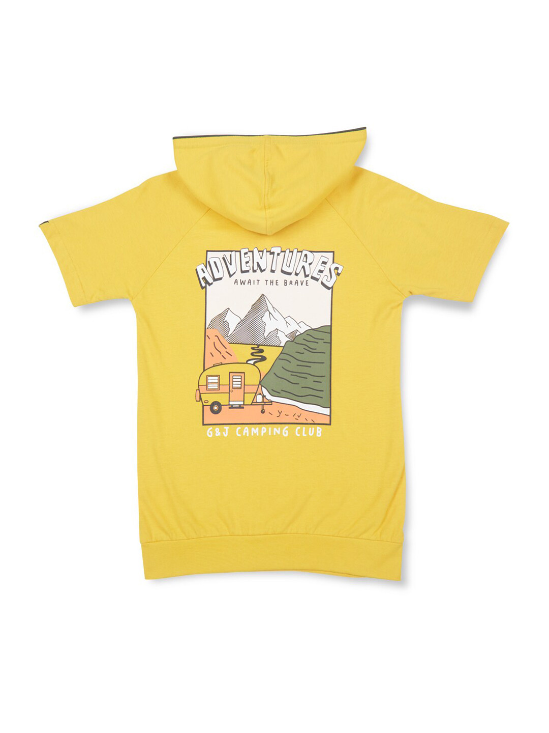 

Gini and Jony Boys Graphic Printed Hooded Cotton T-shirt, Yellow