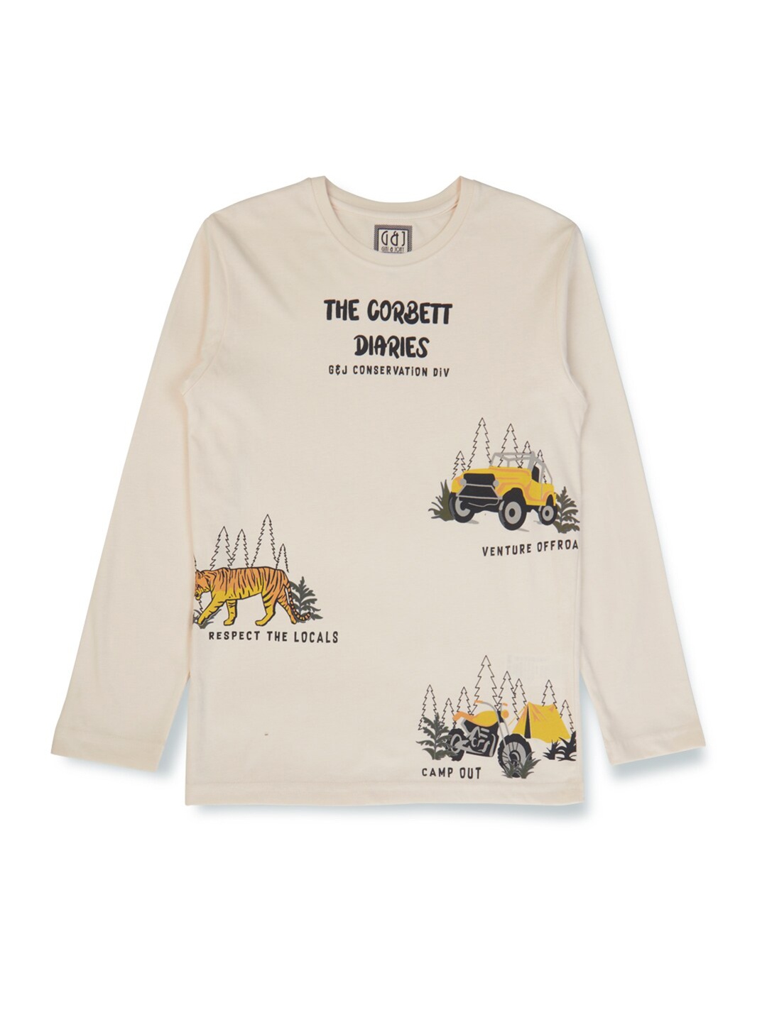 

Gini and Jony Boys Conversational Printed Cotton T-shirt, Cream