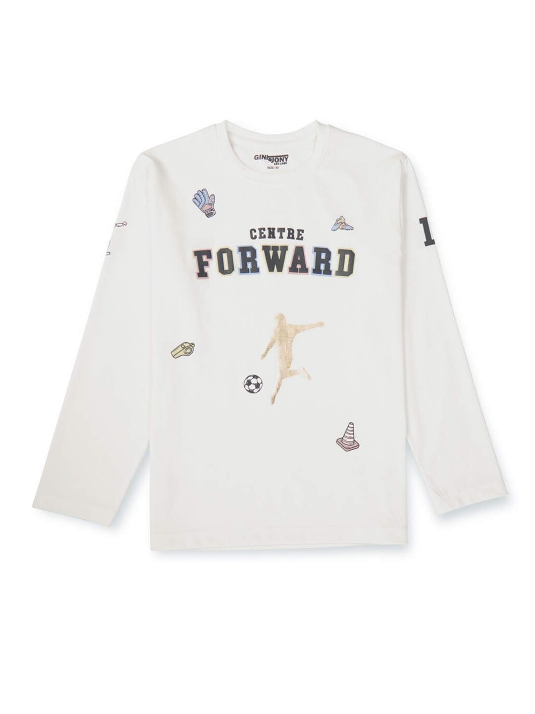 

Gini and Jony Boys White Typography Printed Cotton T-shirt