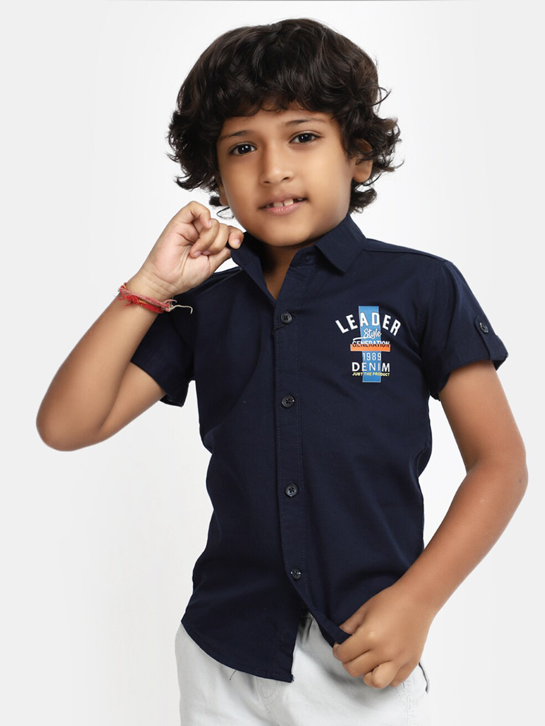 

V-Mart Boys Regular Fit Typography Printed Short Sleeve Pure Cotton Casual Shirt, Blue