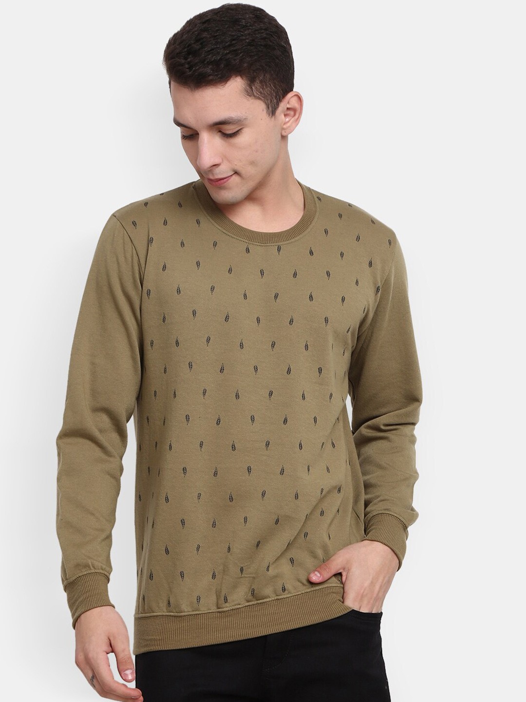 

V-Mart Conversational Printed Cotton Sweatshirt, Green