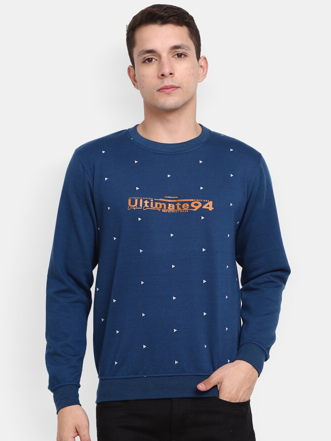 

V-Mart Conversational Printed Cotton Sweatshirt, Navy blue