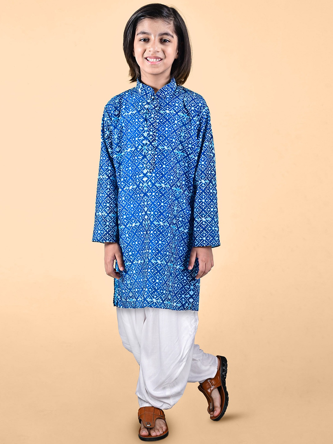 

VESHAM Boys Ethnic Motifs Printed Mandarin Collar Kurta with Payjama, Blue