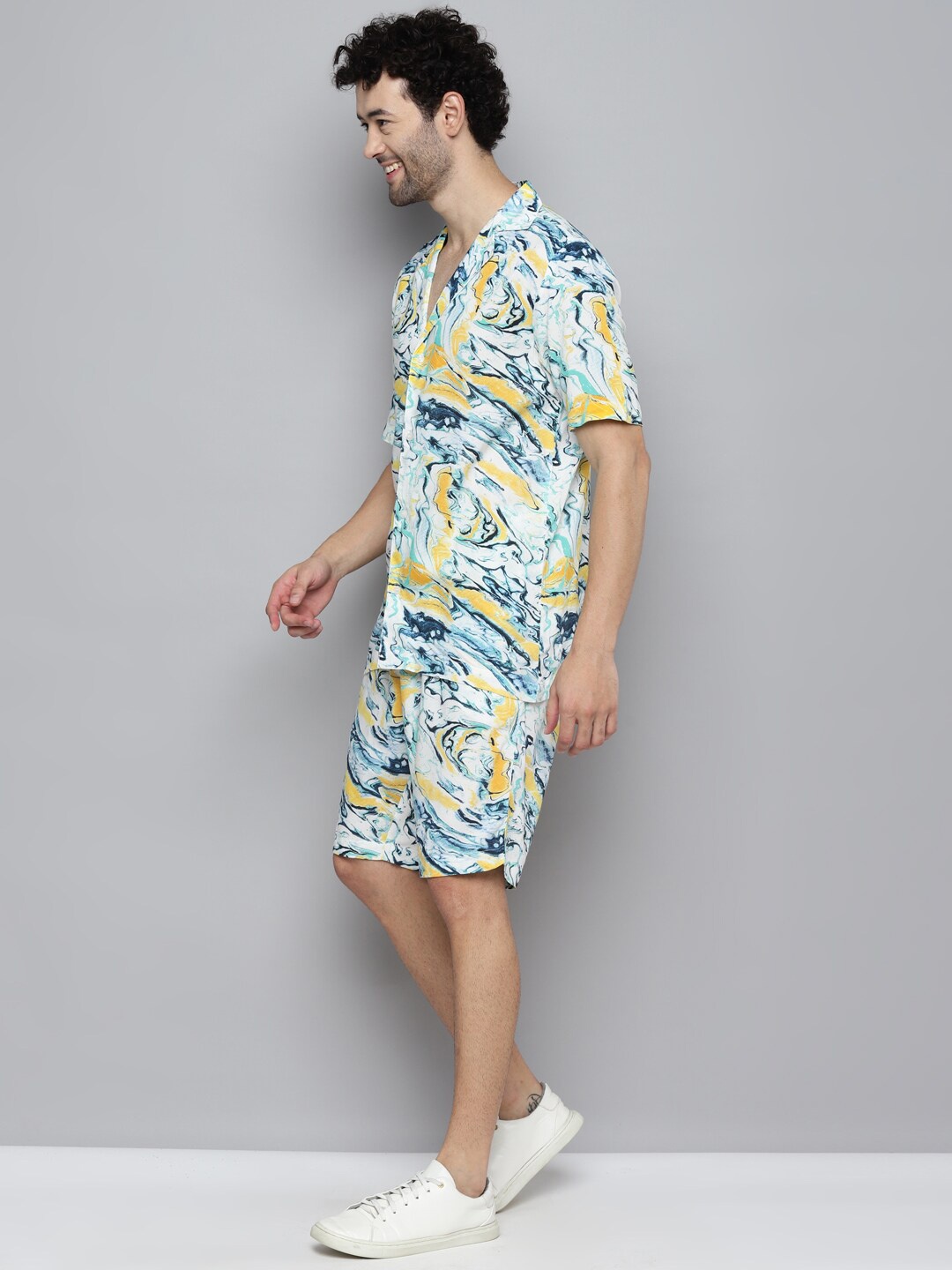 Kook N Keech Abstract Printed Loose Fit Shorts, White