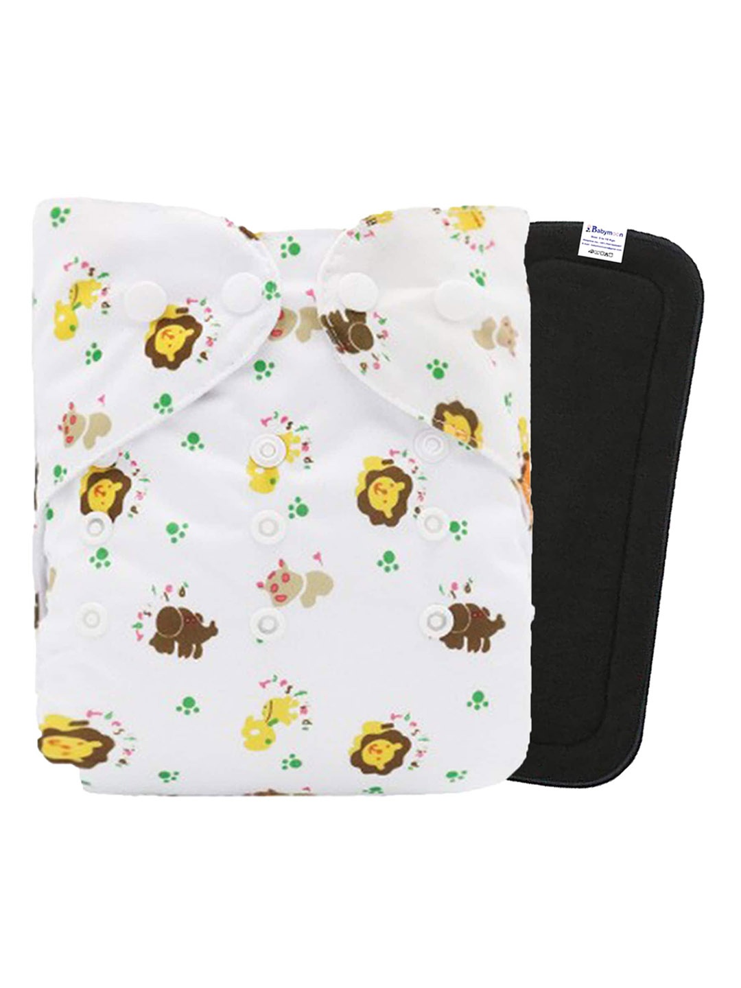

Babymoon Washable Adjustable Reusable Cloth Diaper With 1 Insert, White
