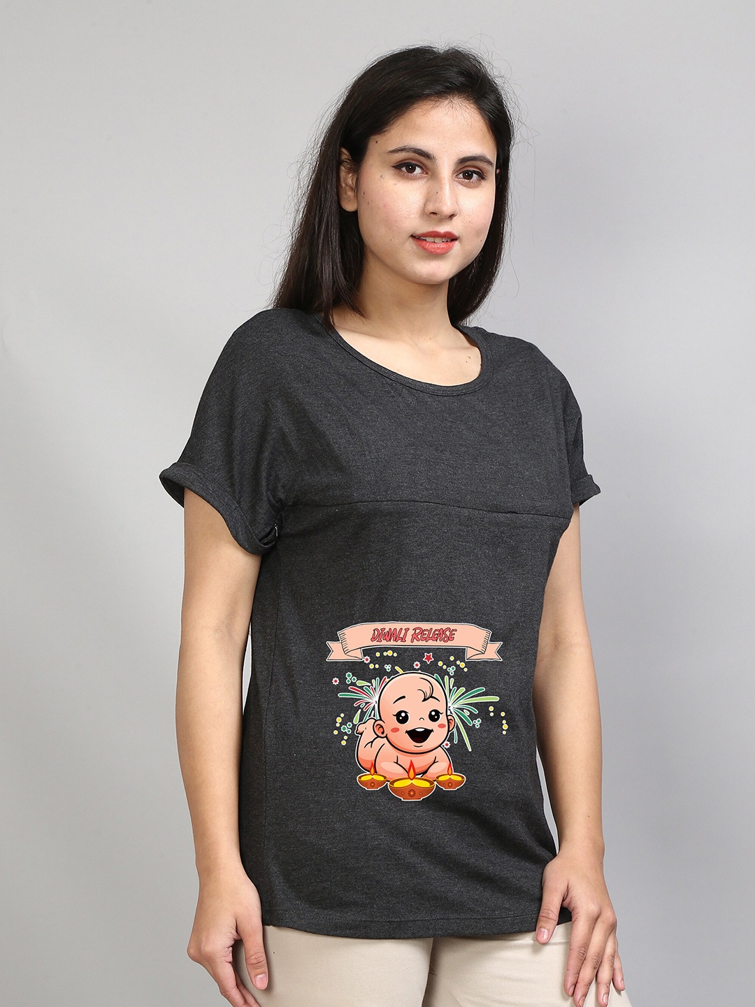 

SillyBoom Graphic Printed Feeding T shirt, Charcoal