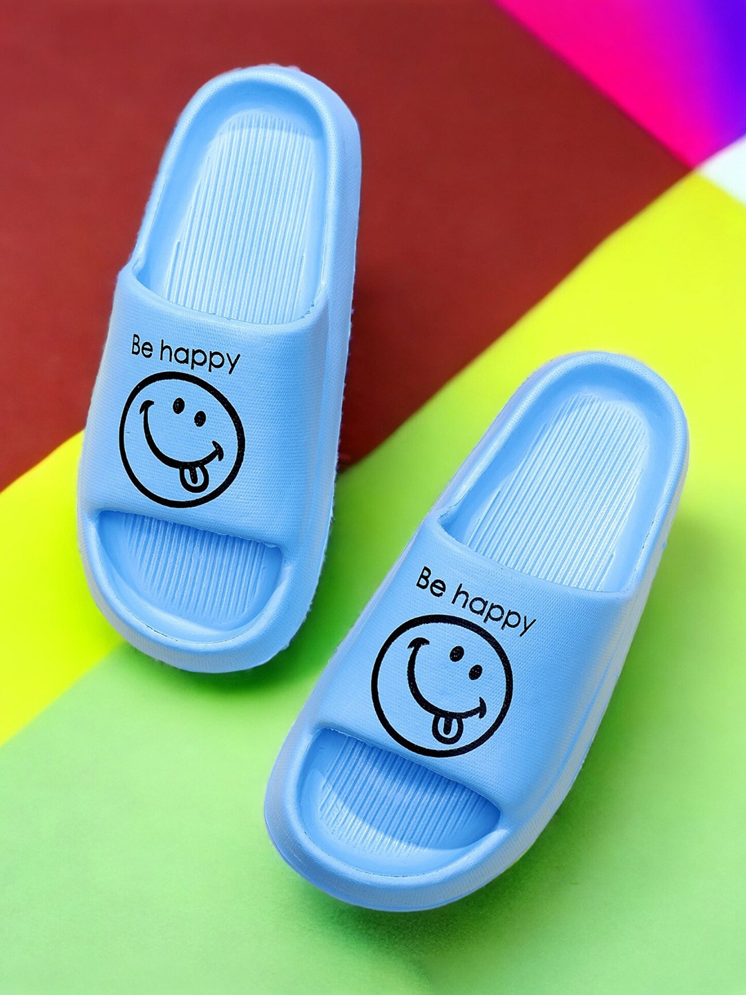 

Pampy Angel Women Besmiley Printed Croslite Sliders, Blue