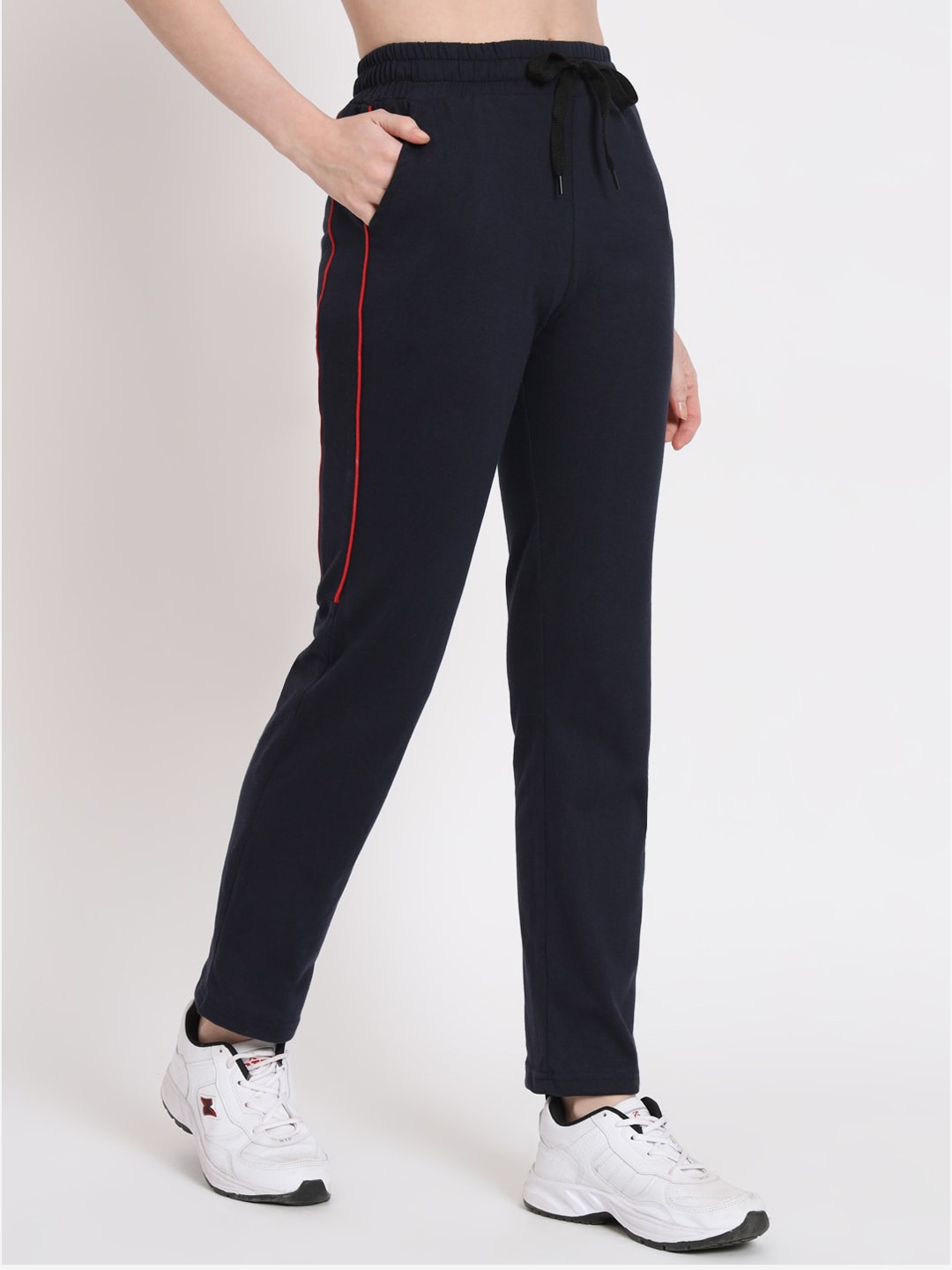 

Q-rious Mid Rise Cotton Track Pants, Navy blue