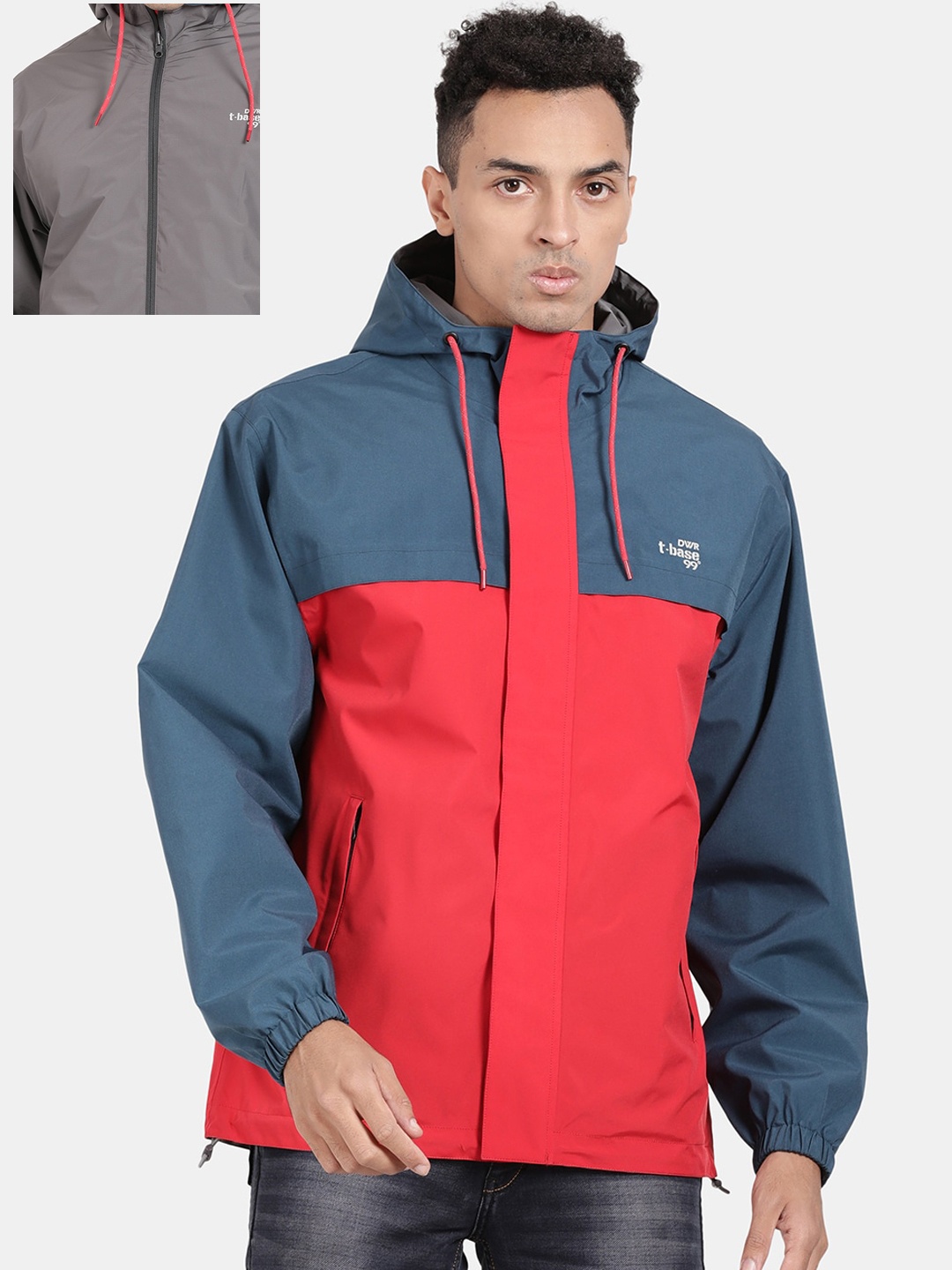 

t-base Colourblocked Reversible Rain Jacket, Red