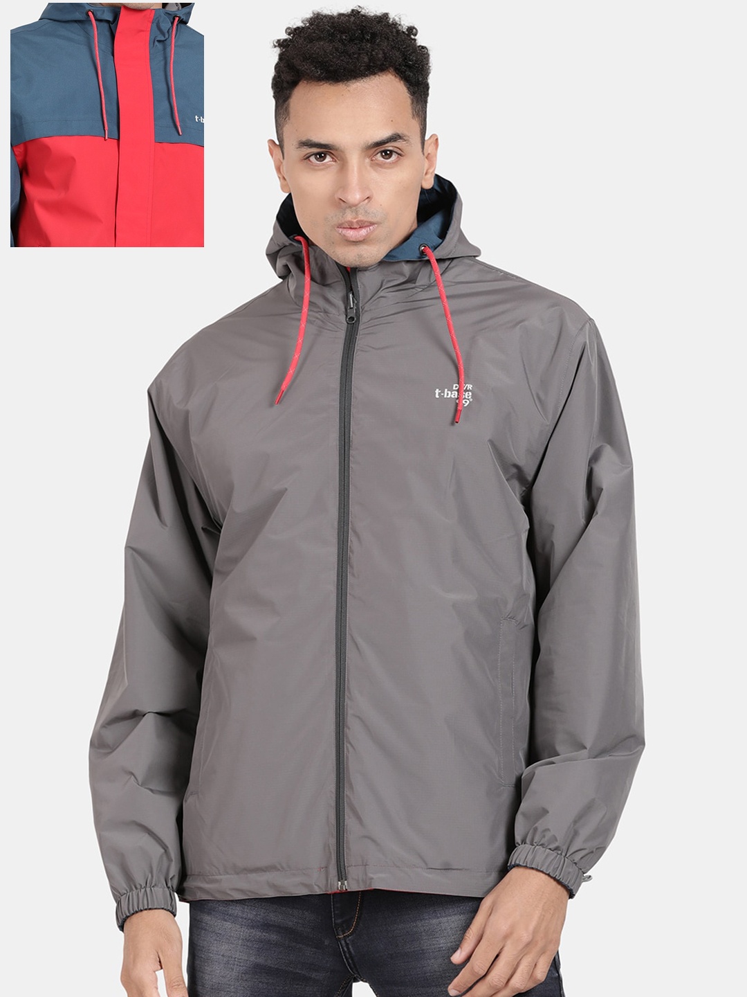 

t-base Reversible Seam Sealed Hooded Rain Jacket, Red