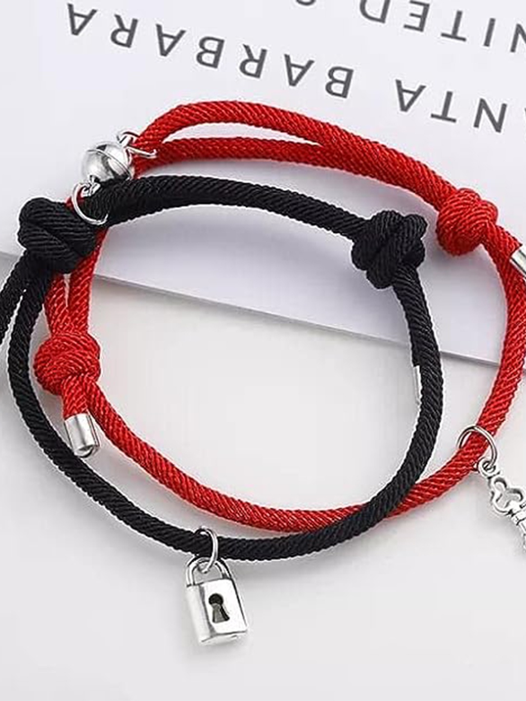 

KRYSTALZ Unisex Set Of 2 Charm Couple Bracelet, Red