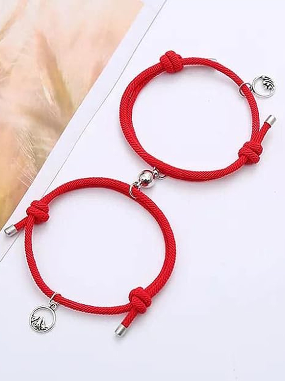 

KRYSTALZ Unisex Set Of 2 Charm Bracelet, Red
