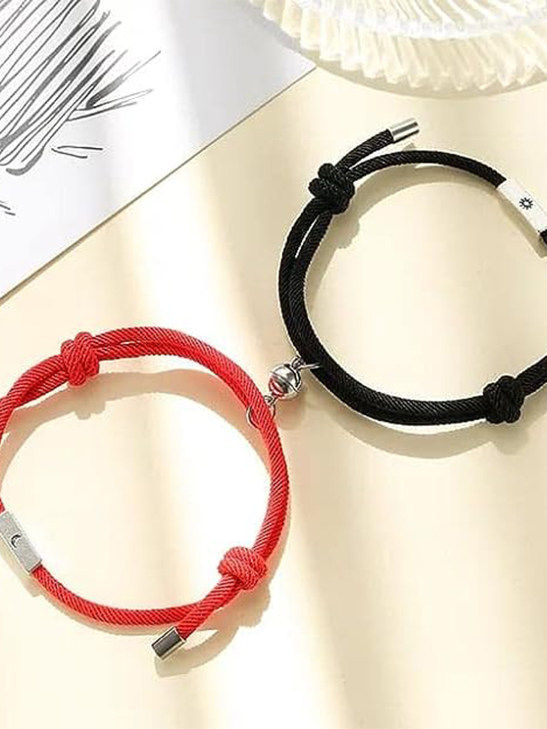 

KRYSTALZ Unisex Set Of 2 Charm Bracelet, Red