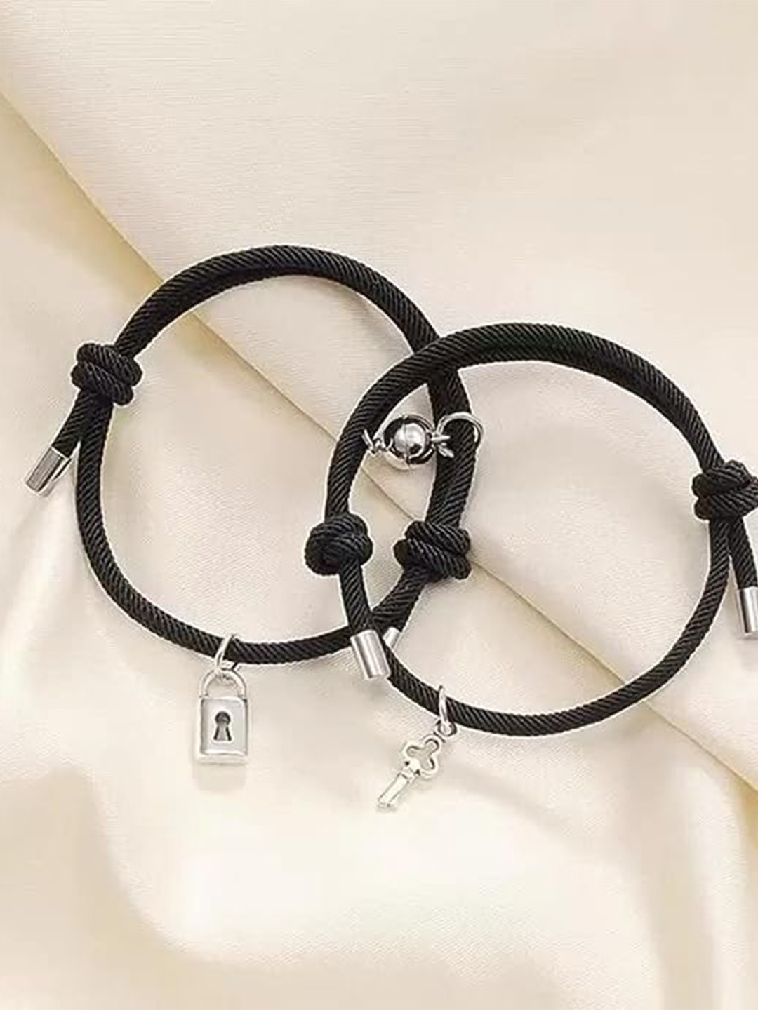 

KRYSTALZ Unisex Set Of 2 Charm Bracelet, Black