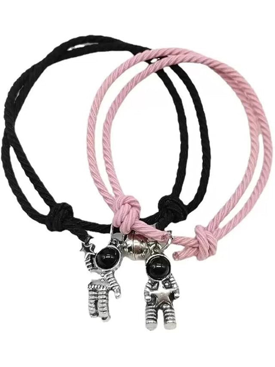 

KRYSTALZ Unisex Set Of 2 Charm Bracelet, Black