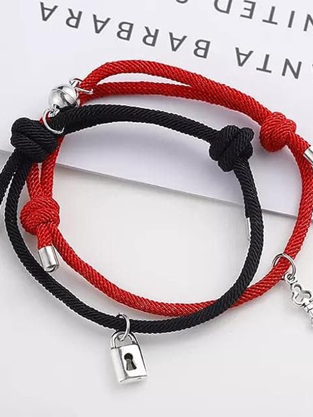 

KRYSTALZ Unisex Set Of 2 Charm Couples Bracelet, Red