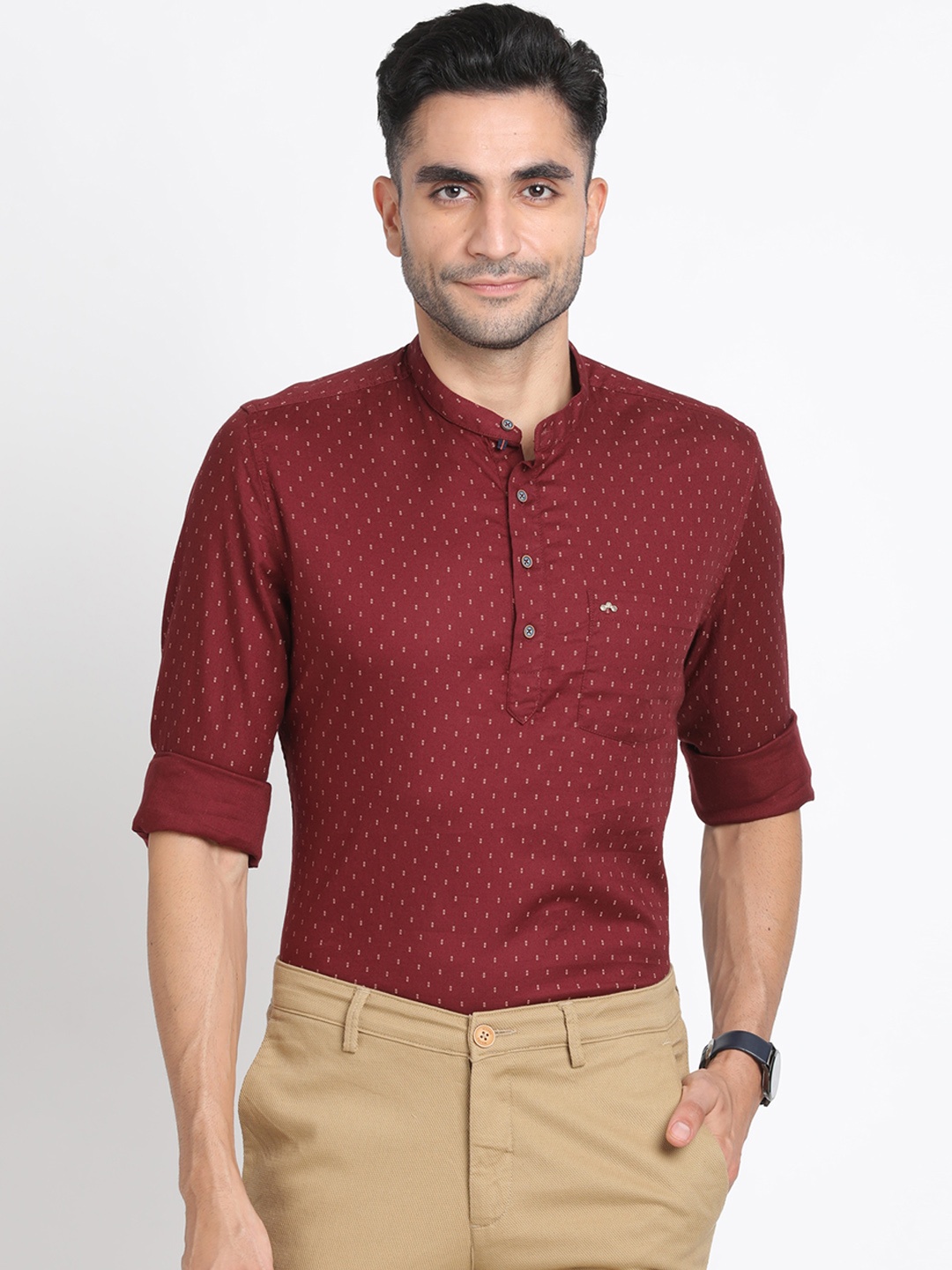 

Turtle Micro Ditsy Printed Cotton Kurta, Maroon