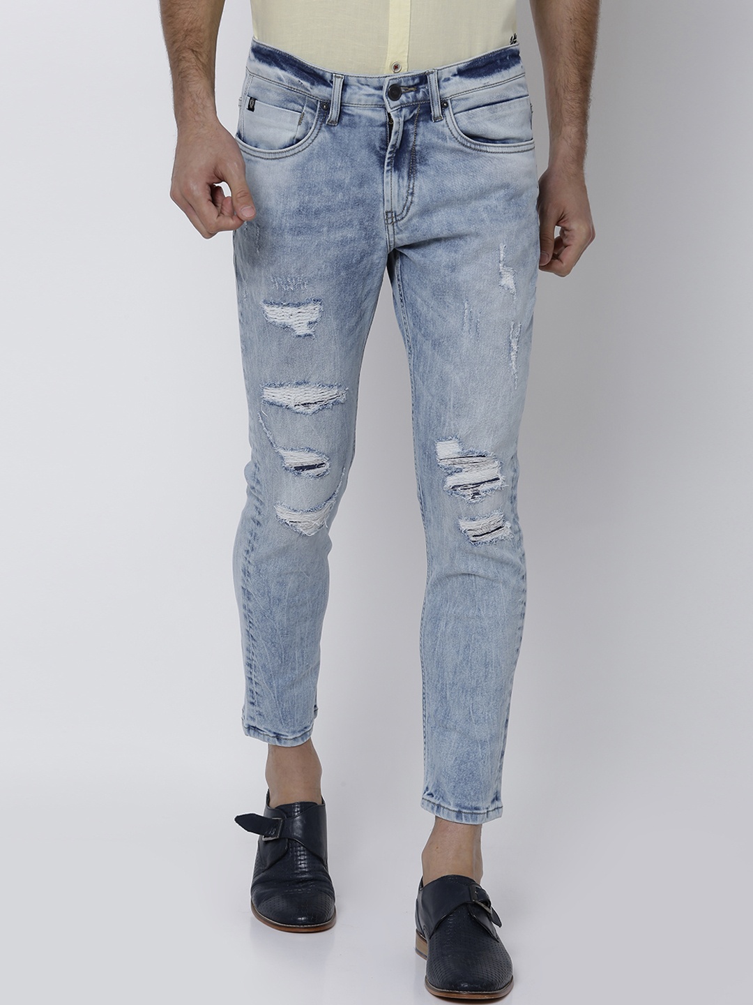

LOCOMOTIVE Men Blue Tapered Fit Mid-Rise Mildly Distressed Stretchable Jeans