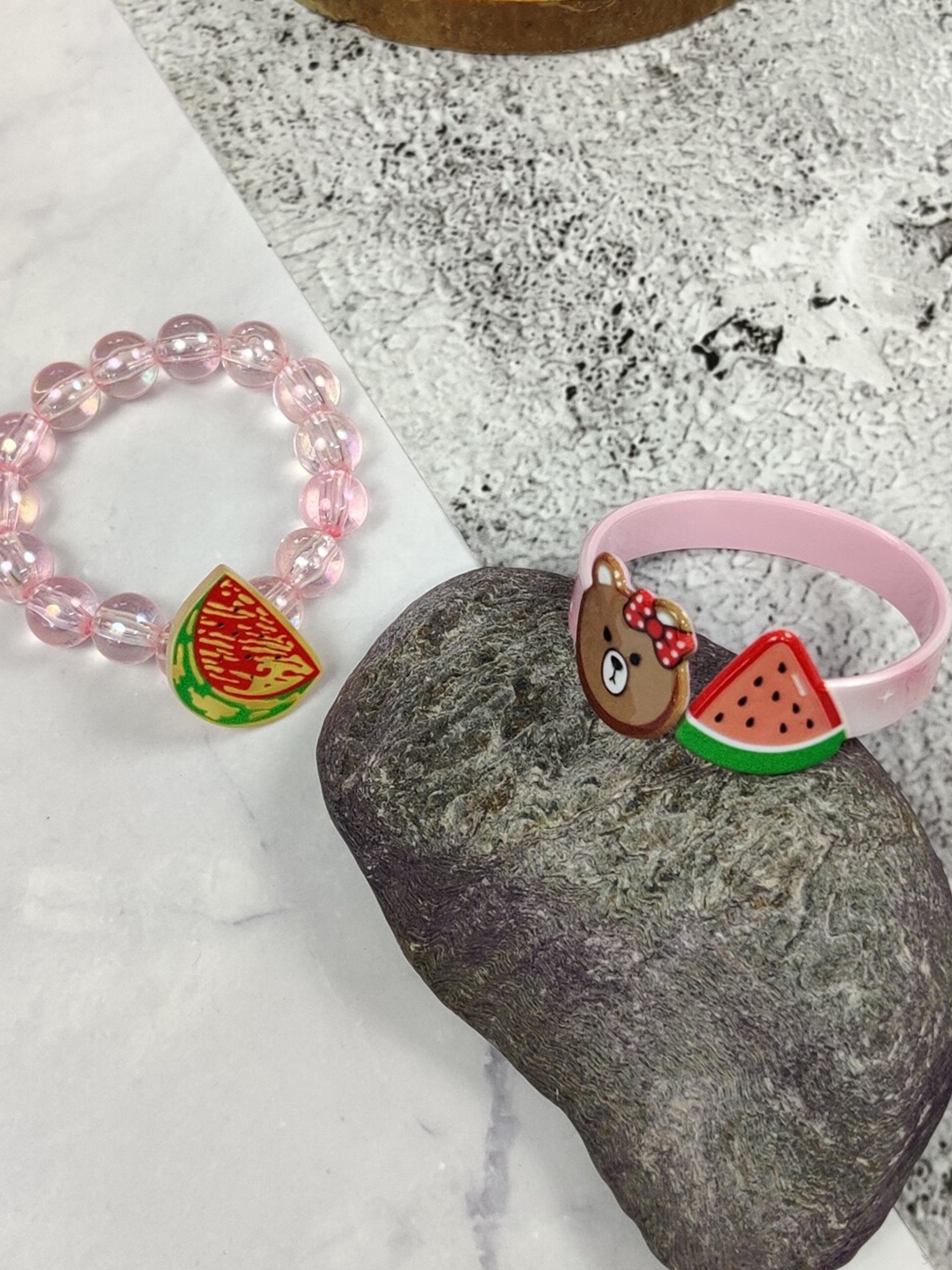 

EL REGALO Girls Set Of 2 Elasticated Bracelet, Pink