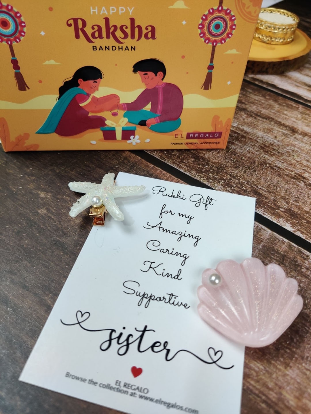 

EL REGALO Girls Set of 2 Hair Accessory Rakhi Gift Set, Pink