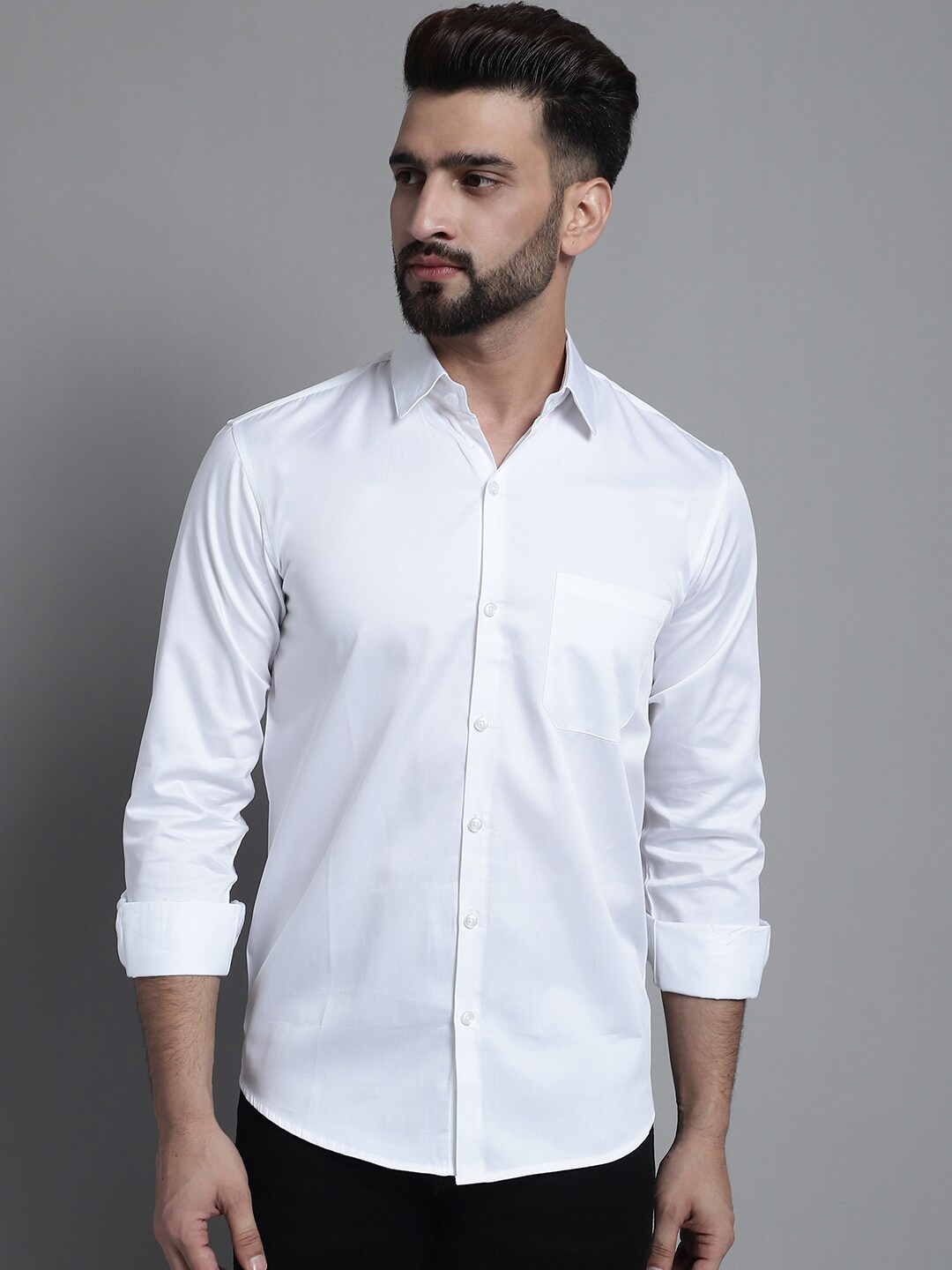 

JAINISH Classic Spread Collar Casual Shirt, White