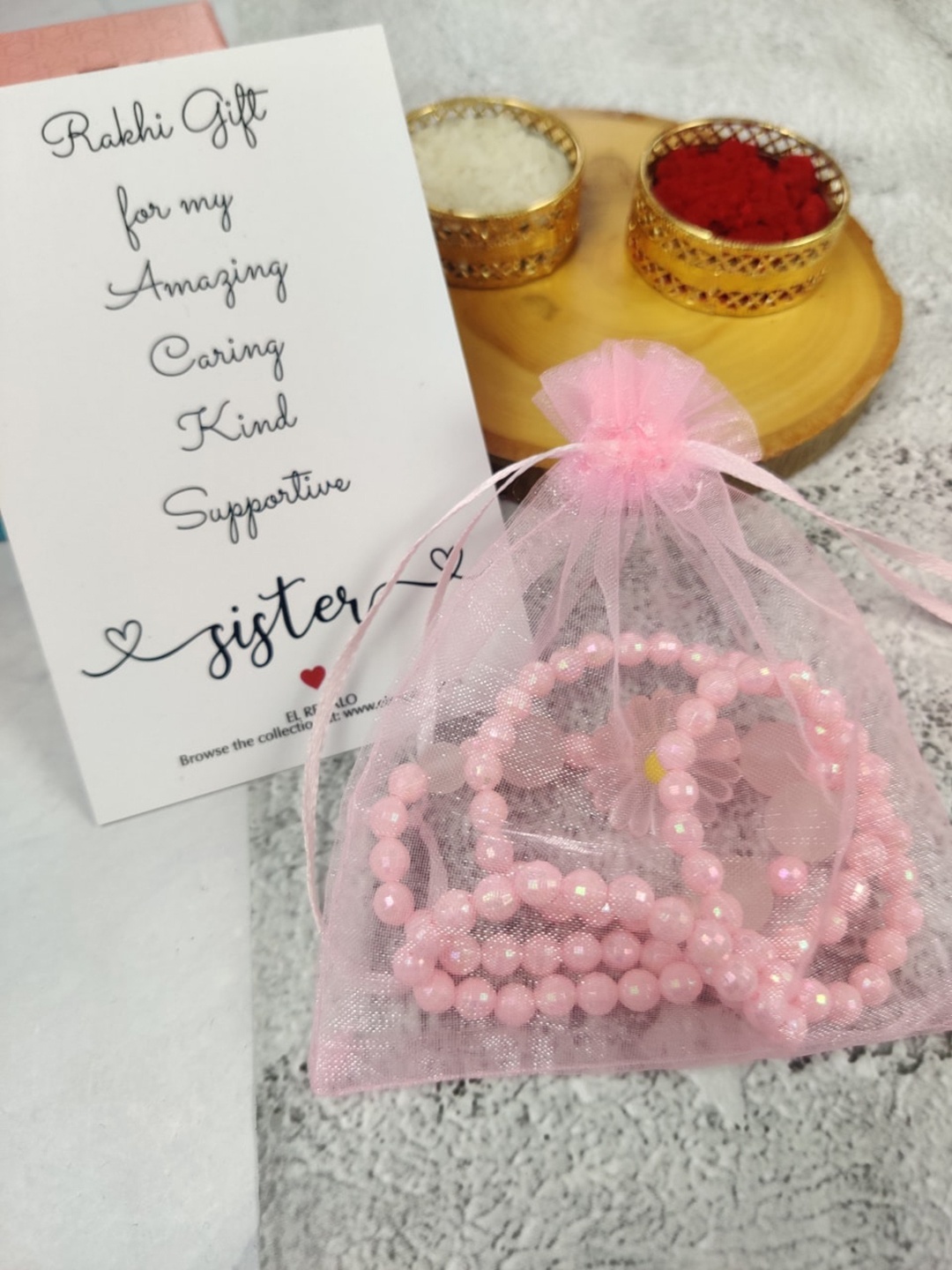 EL REGALO Girls Set of 2 Jewellery Rakhi Gift Set, Pink