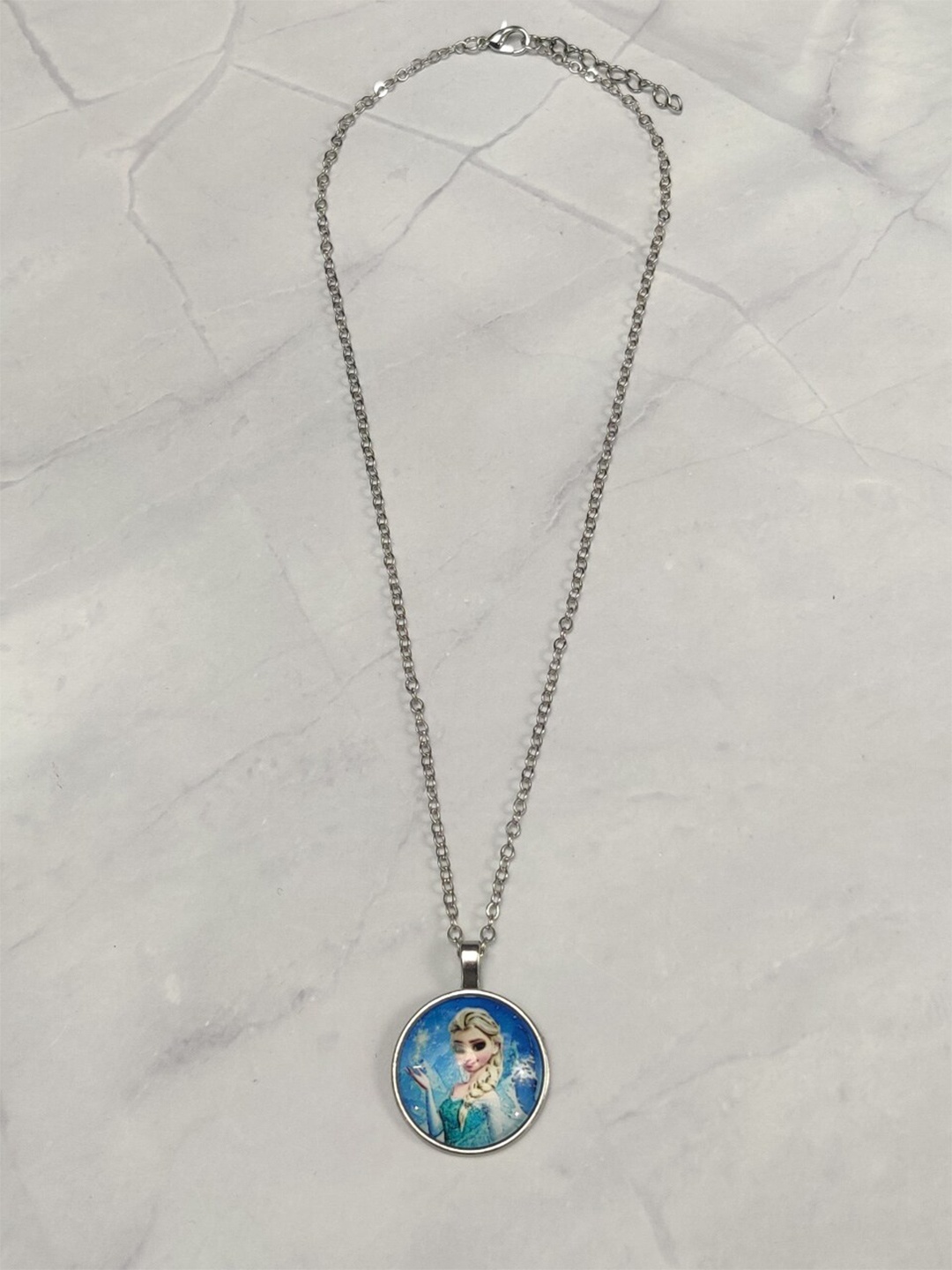 

EL REGALO Girls Silver-Plated Disney Necklace, Blue
